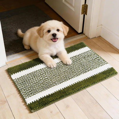 Dog Door Mat for Muddy Paws - Absorbent Quick-Dry Non-Slip Washable Chenille Pet Rug, Indoor Entryway Mat for Front Door & Crate (Brown, 24" L*16" W)