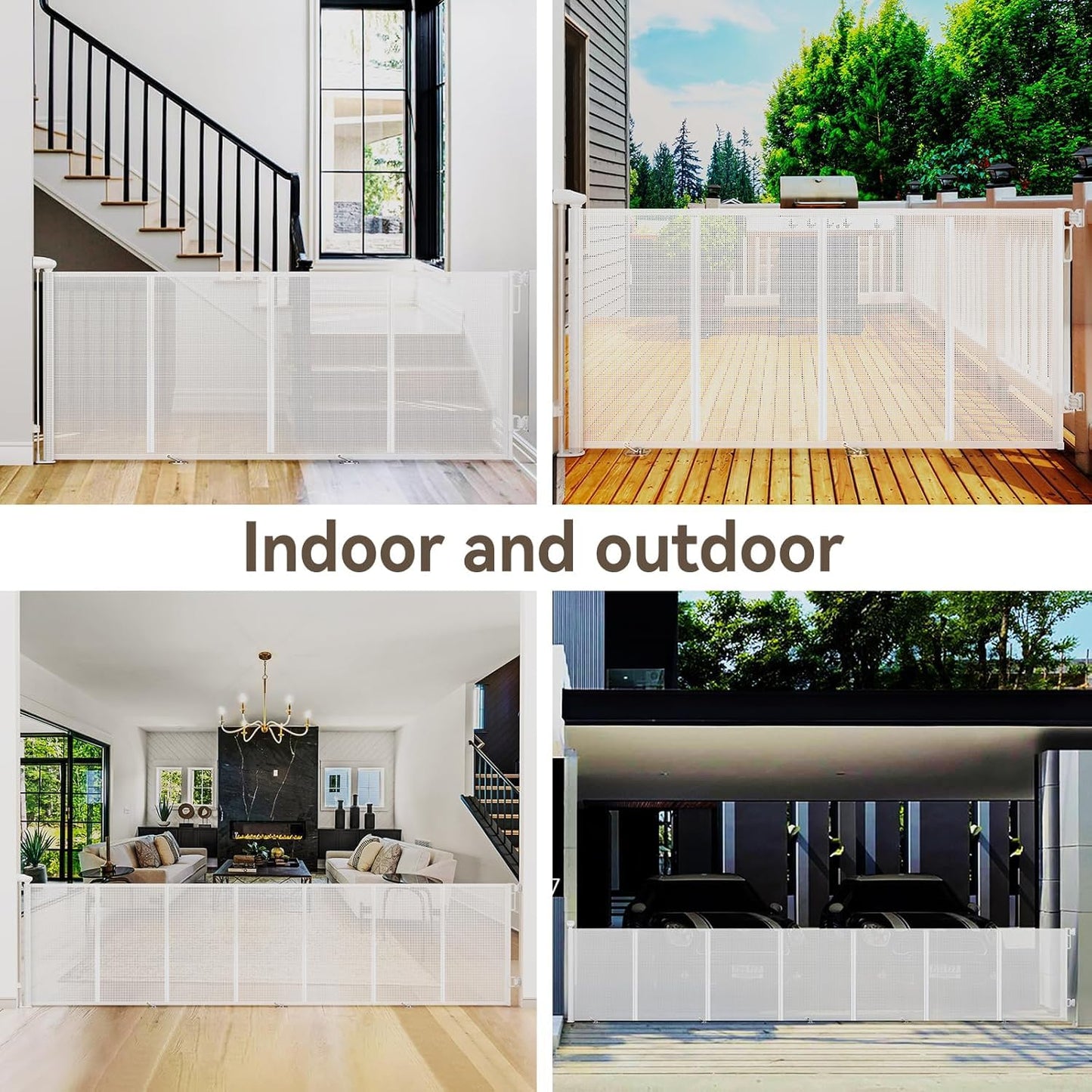 Uamector 138-Inch Extra Wide Retractable Baby Gate & Dog Gate, Reinforced Mesh Safety Gate Adjustable for Large Openings - Stairs, Doorways, Hallways - Indoor/Outdoor Use