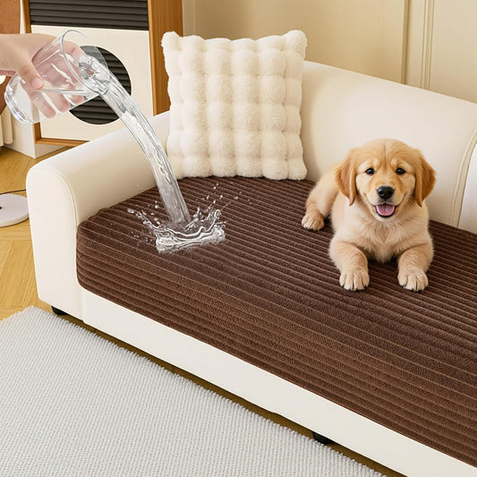 MYSKY HOME 100% Waterproof Couch Cover for Sofa, Couch Covers for Dogs, Non Slip Back Pet Sectional Sofa Covers for 3 Cushion Couch, Sofa Covers Washable, Dog Bed Cover, Dark Grey, 35"x70.9"