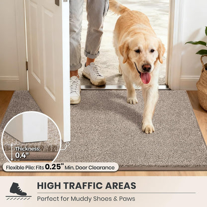 PURRUGS Dirt Trapping Door Mat 20" x 31.5", Non-Slip Machine Washable Entryway Rug, Dog Doormat, Indoor Front Door Mat, Super Absorbent Entry Rug for Muddy Shoes & Paws, Bluish Grey-Black