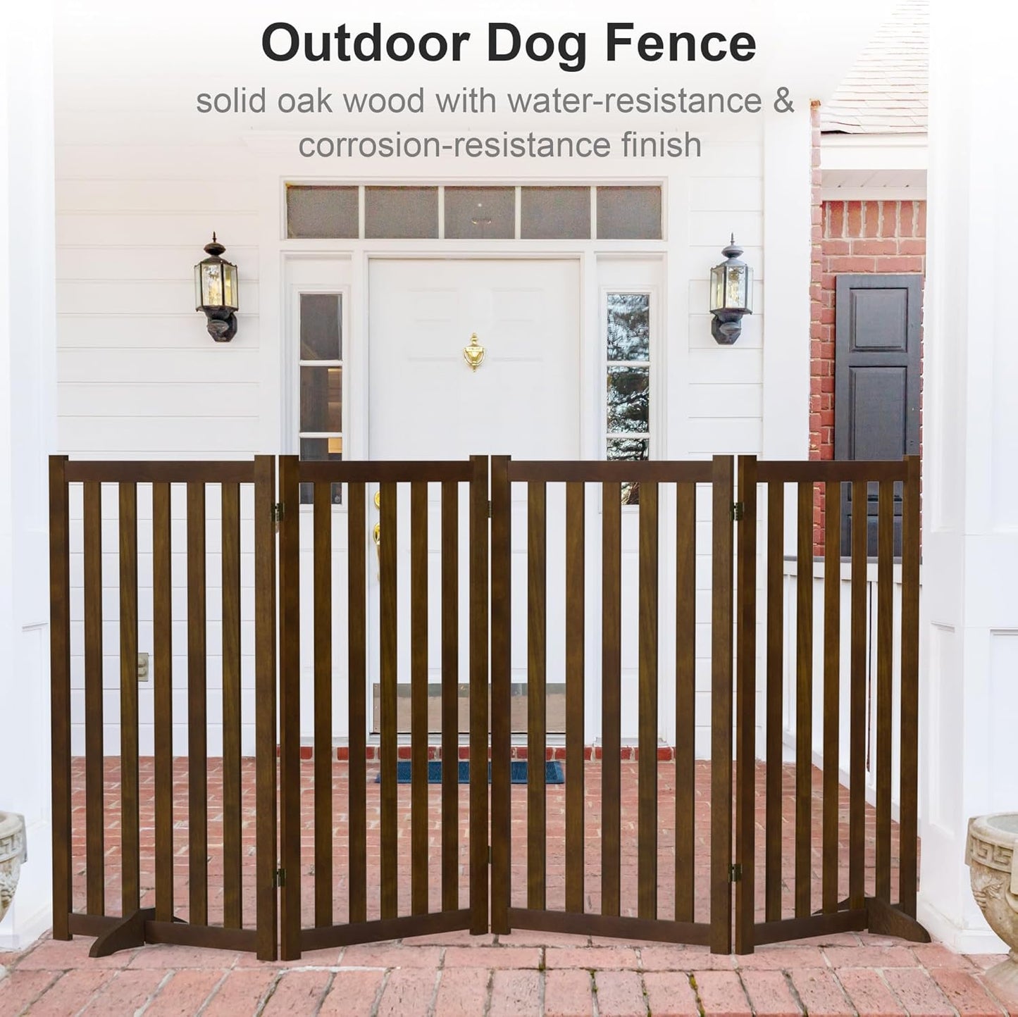 36" Height Extra Tall Freestanding Pet Gate, Solid Wood Folding Safety Fence Wooden Dog Gate with 2 PCs Support Feet Ideal for Stairs, Doorways, Halls, Kitchens, Heavy Duty Gates, 3 Panels, Oak
