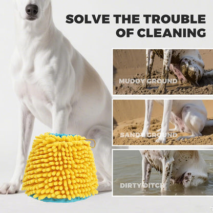 ETIAL 2-in-1 Dog Paw Cleaner & Dryer Cup with Built-In Towel, Portable Pet Foot Cleaning Washer for Mud, Dirt, Sand, and Water, Machine Washable, Foldable Design for Travel (S)