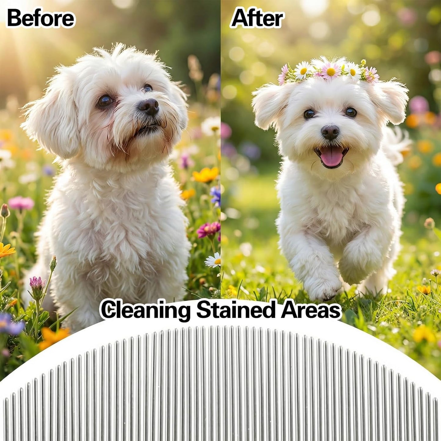 4 Pcs Pets Grooming Comb Kit Professional Stainless Steel Tear Stain Remover & Flea Lice Comb For Small Dogs Cats Pets Puppy Tick Grooming And Removing Knots Crust Mucus