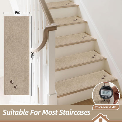 BEQHAUSE Stair Treads for Wooden Steps 28inX9in, Non Slip Carpet Stair Treads Indoor Stair Runners Machine Washable, Soft Stair Rugs Mat Surface Polyester TPE Backing, 4pcs, Charcoal