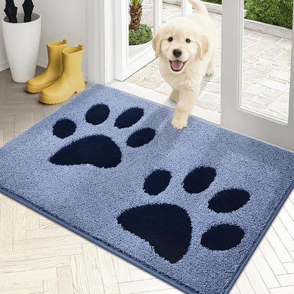 PURRUGS Dirt Trapping Door Mat 20" x 31.5", Non-Skid/Slip Machine Washable Microfiber Entryway Rug, Dog Doormat, Super Absorbent Welcome Mat for Muddy Wet Shoes and Paws, Grey