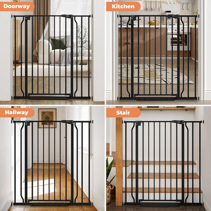 Baby Gate No Drilling, 29"-40" Auto Close Dog Gate Indoor for Doorways & Stairs, Pressure Mounted Adjustable Pet Gate, Easy Walk Through Child Gate for Children & Pets Stroller Friendly, White