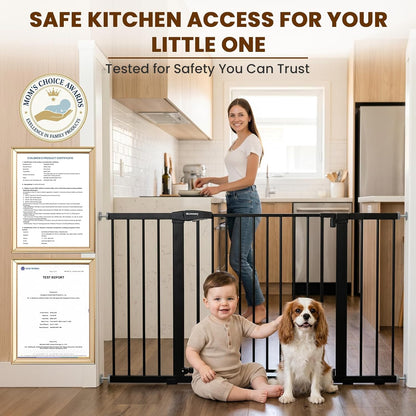 Mumeasy 36" High Extra Tall Dog Gate, 29.6"-40.5" Wide Pressure Mounted Tall Baby Gate for Dog, Auto Close Pet Gate with Door for Stairs,Doorways,House,Black