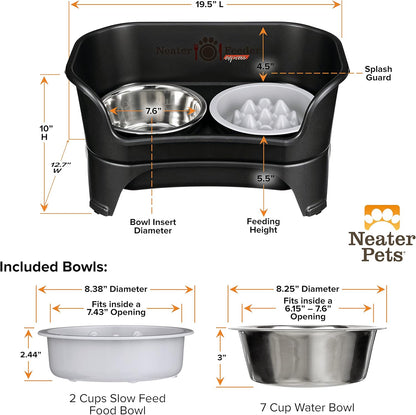Neater Feeder Express Mess Proof Dog Bowls Elevated for Small Breeds under 15 Lb, Made in USA, No Spill Raised Dog Food Bowl Stand, Stainless Steel Food and Water Bowl Set, Feeding Station, Cappuccino