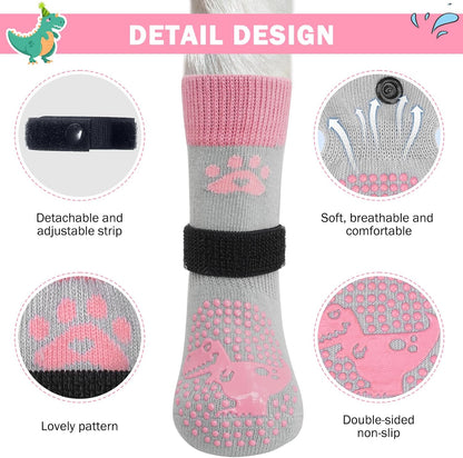 SCENEREAL 6Pcs Anti Slip Dog Socks to Prevent Licking Paws for Hot/Cold Pavement, Dog Grippy Socks for Hardwood Floors, Dog Shoes for Boots & Paw Protectors for Puppy Small Medium Large Senior Dogs