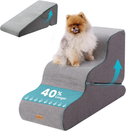 Gardner Pet 4-Step Dog Stairs for Small Dogs 18.5" H, Curved 4-Step Pet Stairs, Dog Steps for High Bed (18-20 in), Couch with Durable Non-Slip Waterproof Fabric Cover and CertiPUR-US Certified Foam
