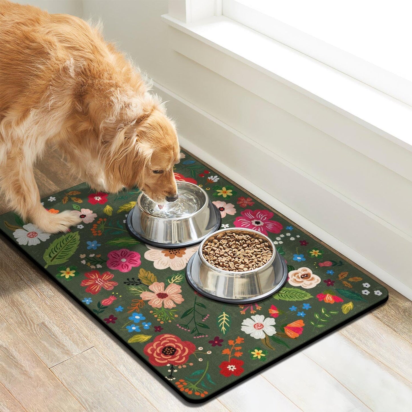 Dog Food Mats for Floors, Absorbent Dog Bowl Mat for Food and Water Dispenser, Quick Dry Cat Food Mat Pet Supplies