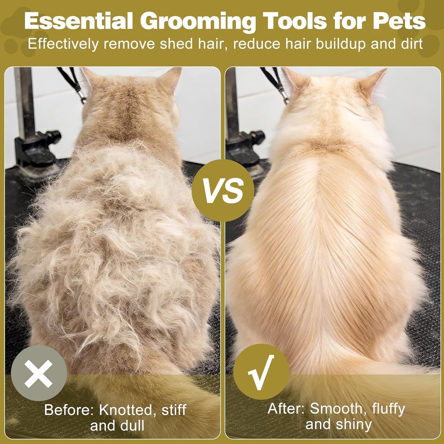 Dog Brush for Shedding, Deshedding Brush for Dogs, Pet Hair Removal Tool, Painless Wood Remover for Pet Hair, Cats, Horses Cleaning, Grooming, Short and Long Fur, Ergonomic Design, 4.3inch