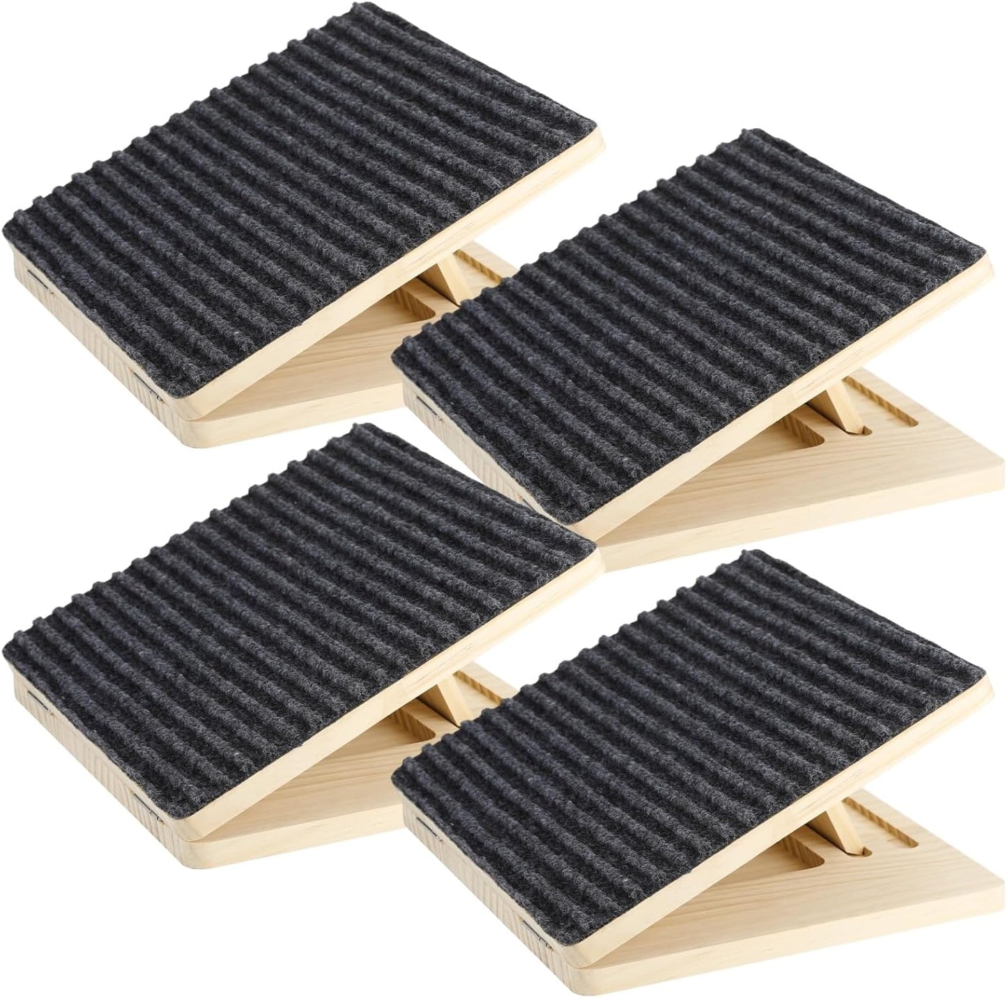 4 Pcs Wooden Dog Ramp for Stairs - Portable Adjustable 15°/25°/35° Angle Pet Ramps for Stairs with Anti-Slip Surface & Base for Small Pets, Senior Dogs, Cats, Injured Animals