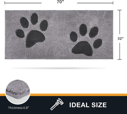 PURRUGS Dirt Trapping Door Mat 20" x 31.5", Non-Skid/Slip Machine Washable Microfiber Entryway Rug, Dog Doormat, Super Absorbent Welcome Mat for Muddy Wet Shoes and Paws, Grey