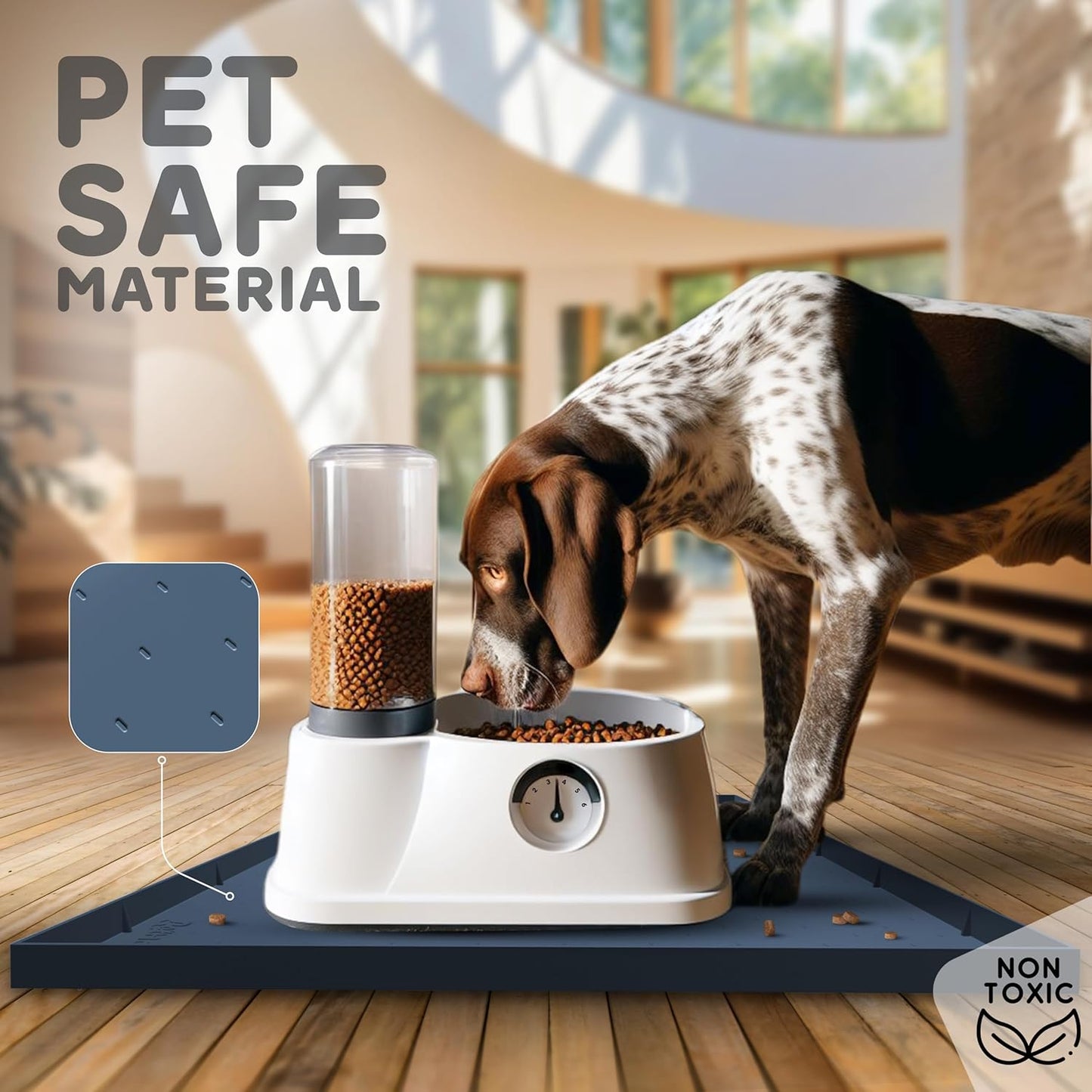 Dog Food Mat - Raised Edges Dogs Mat for Food and Water Prevent Spill, Waterproof Cat Food Mats Protect Floors, Easy Clean Dog Bowl Mats for Food and Water, Silicone Pet Feeding Placemats