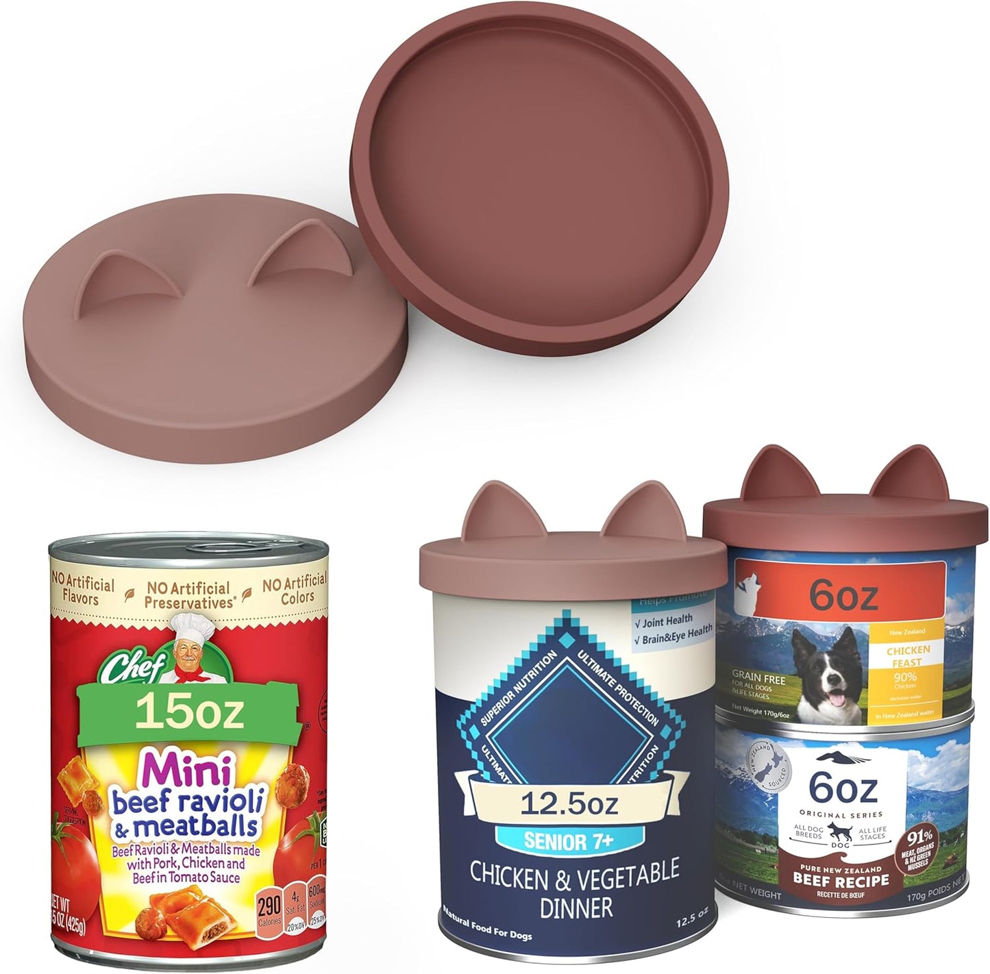 OHMO 2 Pack Pet Food Can Lids, (12.5-14oz) BPA Free Silicone Covers for Cat and Dog Food Cans, Camo&Light Green