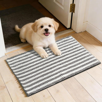 Dog Door Mat for Muddy Paws - Absorbent Quick-Dry Non-Slip Washable Chenille Pet Rug, Indoor Entryway Mat for Front Door & Crate (Brown, 24" L*16" W)