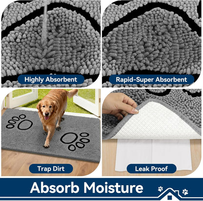 Bcoimo Super Absorbent Dog Door Mat, 30"*20" Anti Slip Mat for Muddy Paws, Pet Rugs for Dirty Paws Washable that Absorbs Moisture and Dirt, for Dog Cage and Pet Resting Carpet