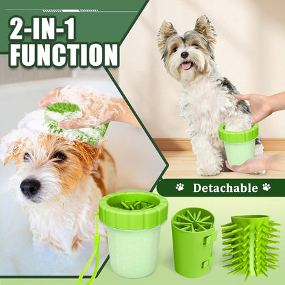 Dog Paw Cleaner Cup, Soft Silicone, Portable, Easy to Clean, Removes Mud and Dirt, Grooming Accessory for Home, Travel – Green, M