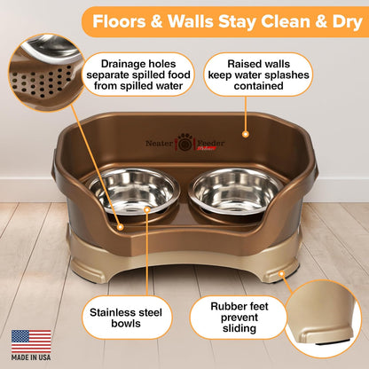 Neater Pet Brands Neater Feeder Deluxe Mess Proof Dog Bowls Elevated for Large Dogs Over 40 lbs, Made in USA, No Spill Raised Dog Food Bowl Stand Feeding Station, Food and Water Bowl Set, Black