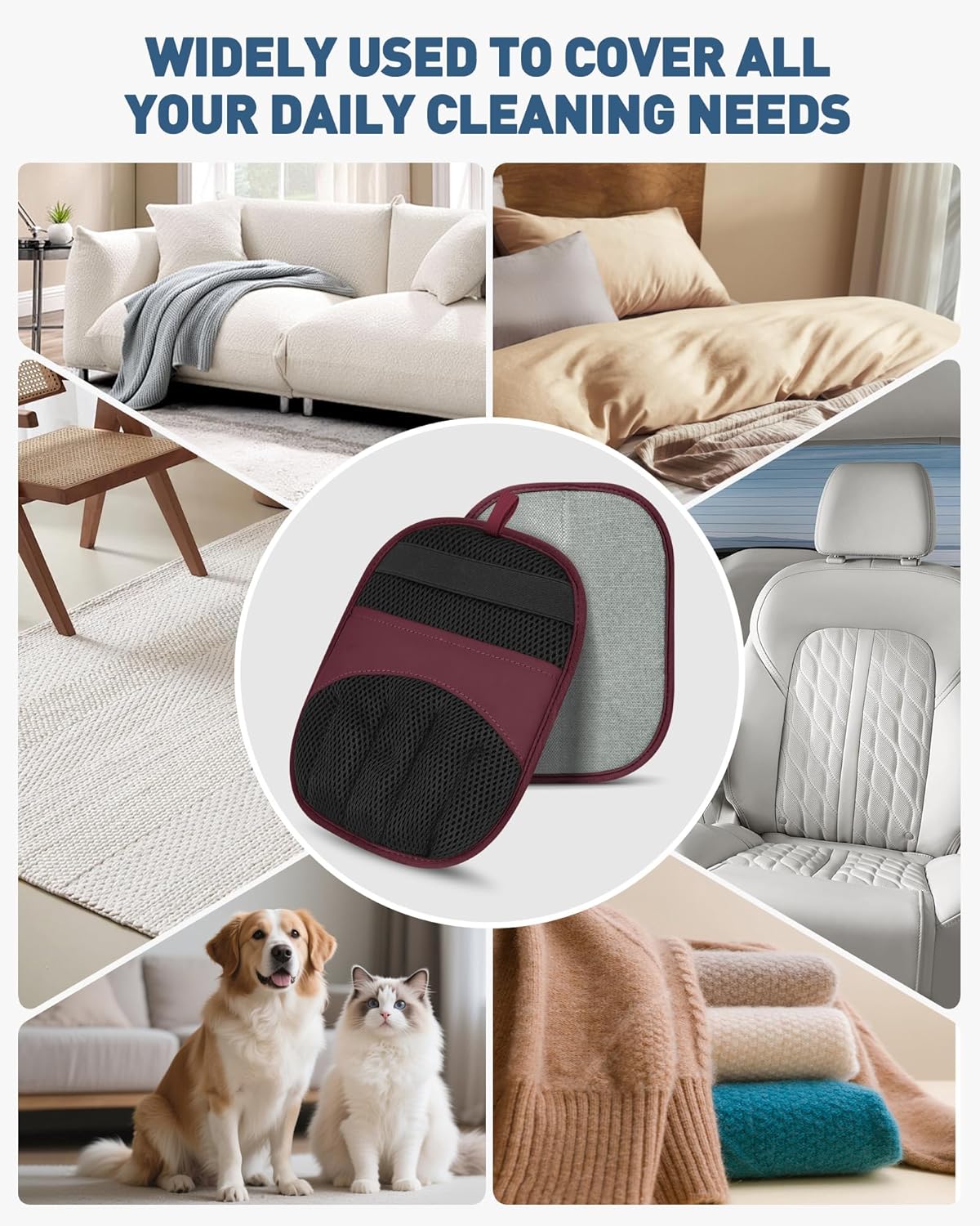 Pet Hair Removal Glove - 2 Pack Electrostatic Magic Brush Gloves Pet Hair for Dogs and Cats, The Magic Brush Pure Path Yomi Pet Grooming Needs, Fur Remover for Furniture, Clothes, Car Seats