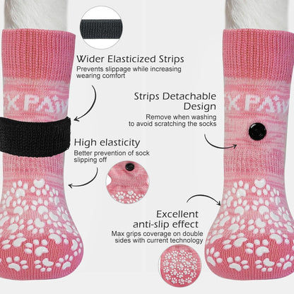 EXPAWLORER 6Pcs Anti-Slip Dog Socks to Prevent Licking Paws,Dog Shoes for Hot Pavement,Dog Booties Traction Control on Hardwood Floor,Boots & Paw Protectors, for Puppy Small Medium Large Senior Dogs