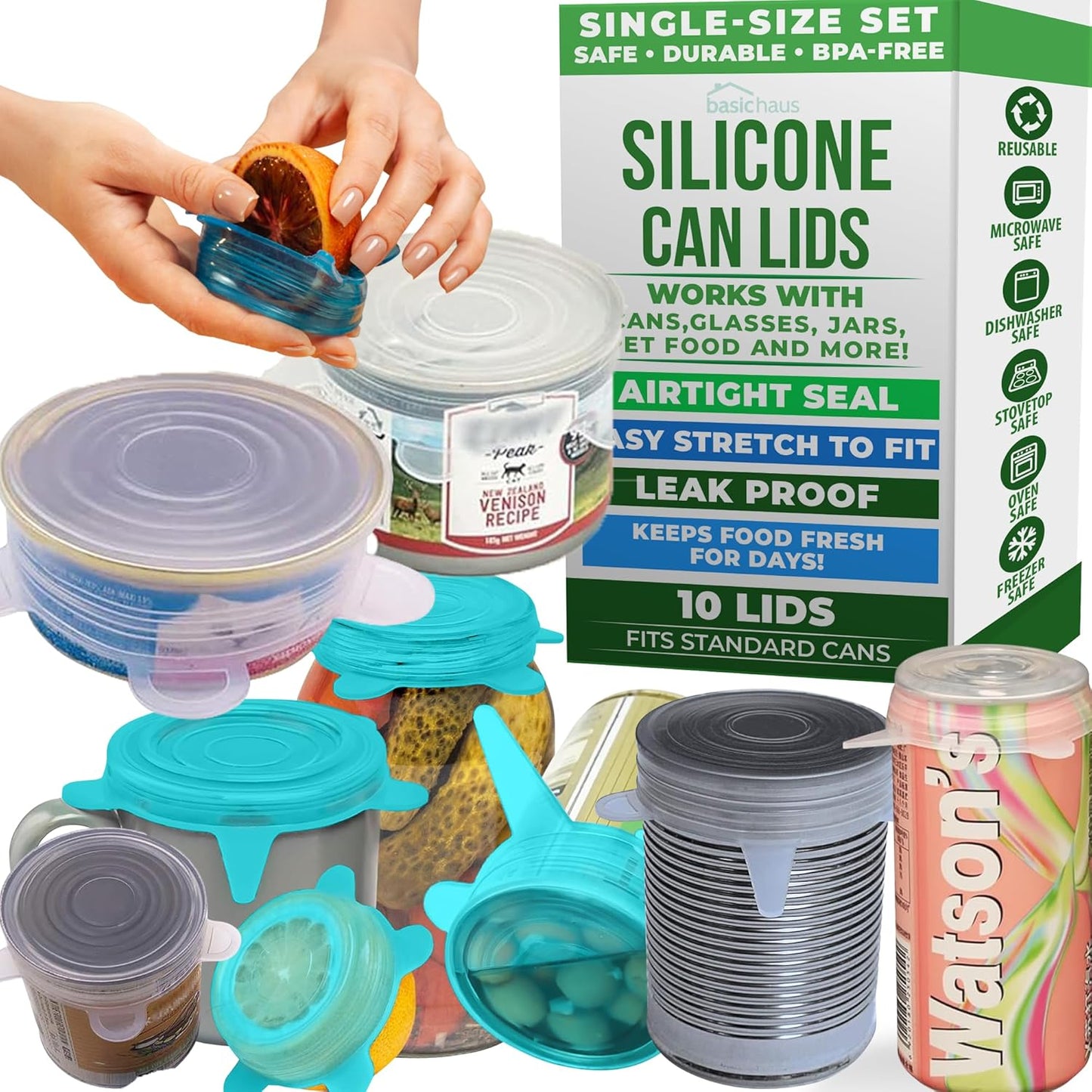 Reusable Silicone Can Lids – 2.6 Inch Can Covers for Dog & Cat Food – Universal Fit - Airtight Stretch Lids for Pet Food Cans, BPA-Free, Dishwasher Safe – 10 Pack