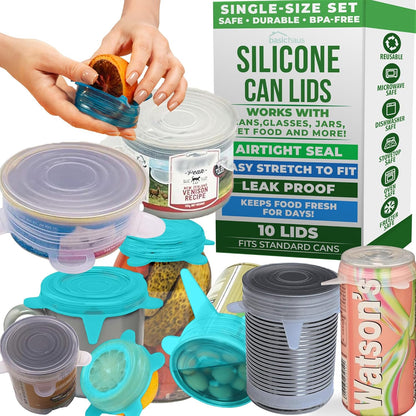 Reusable Silicone Can Lids – 2.6 Inch Can Covers for Dog & Cat Food – Universal Fit - Airtight Stretch Lids for Pet Food Cans, BPA-Free, Dishwasher Safe – 10 Pack