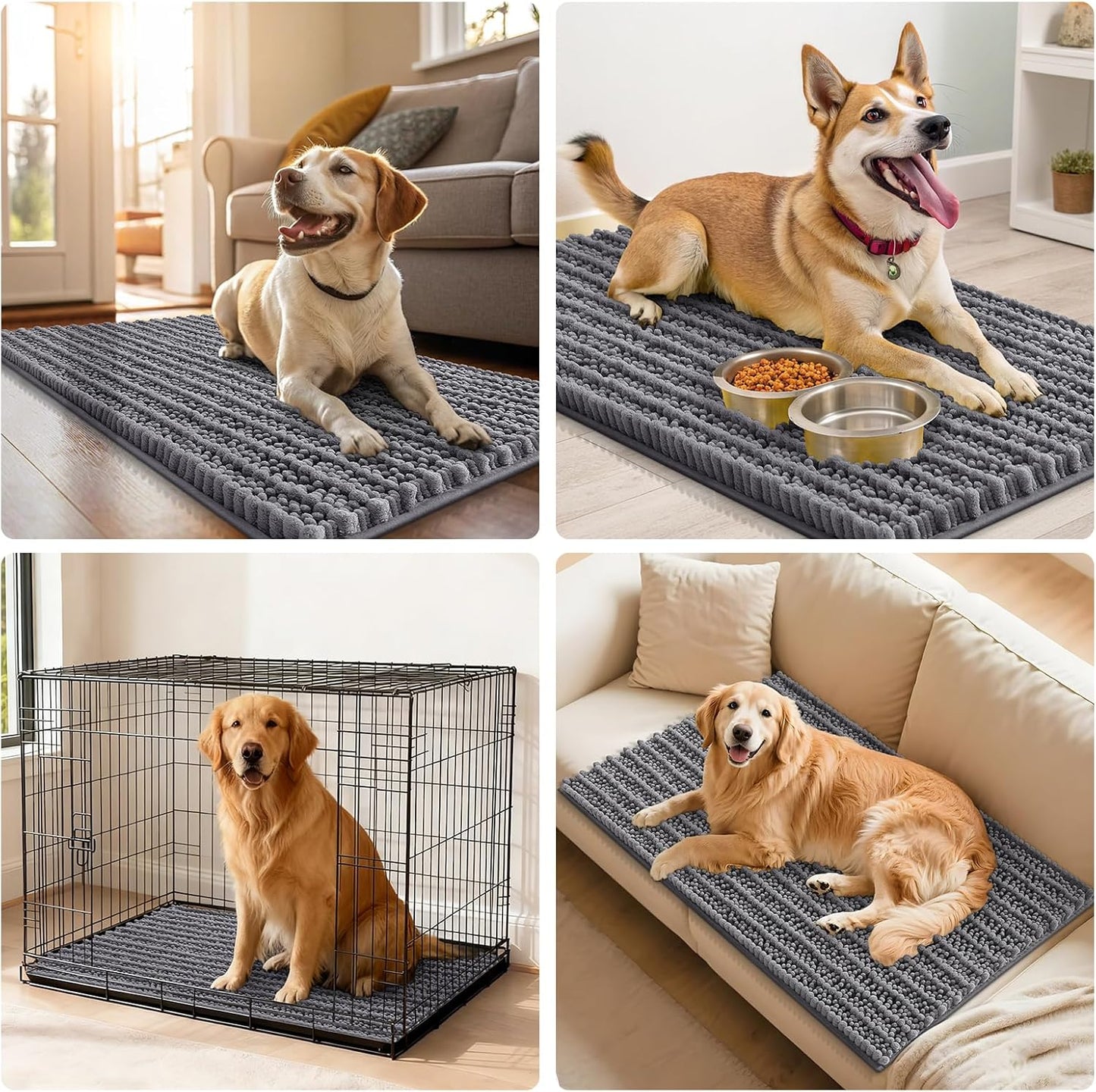 Smiry Dog Door Mat for Muddy Paws 30x20, Extra Soft Absorbent Chenille Doormat, Trap Moisture and Dirt, Non-Slip Machine Washable Front Door Mat for Indoor Entrance Inside Floor, Grey