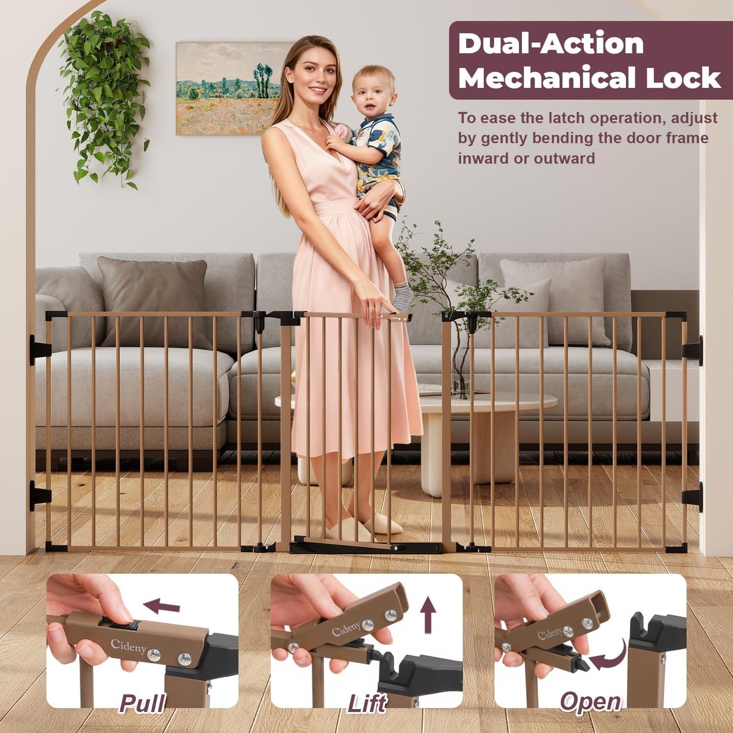29.4-78" Extra Wide Baby Gate, Long Dog Gates Indoor for Doorways Stairs, Essential Large Safety Gate for Child Toddler with Anti-Trip Pedal, Adjustable Pet Gate, 28" Tall 3 Metal Panels Black