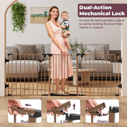 29.4-78" Extra Wide Baby Gate, Long Dog Gates Indoor for Doorways Stairs, Essential Large Safety Gate for Child Toddler with Anti-Trip Pedal, Adjustable Pet Gate, 28" Tall 3 Metal Panels Black
