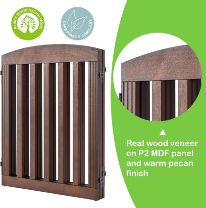 SPIRICH 96" Extra Wide 28" Tall Wooden Freestanding Foldable Dog Gate, Pet Gate Indoor, 4 Panels, White