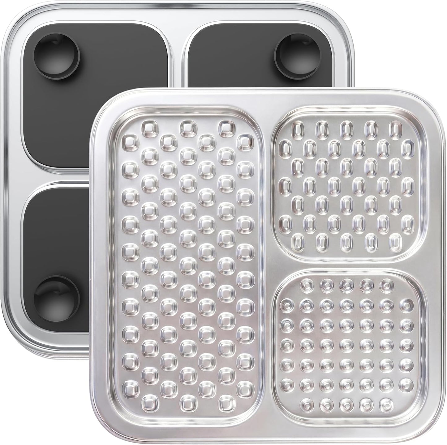2 Pack - Stainless Steel Lick Mat for Dogs & Cats, Large Non-Slip Slow Feeder Pad with Suction Cups, Chew-Proof Dog Licking Mat for Anxiety Relief, Bathing & Grooming Time