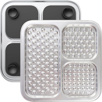 2 Pack - Stainless Steel Lick Mat for Dogs & Cats, Large Non-Slip Slow Feeder Pad with Suction Cups, Chew-Proof Dog Licking Mat for Anxiety Relief, Bathing & Grooming Time