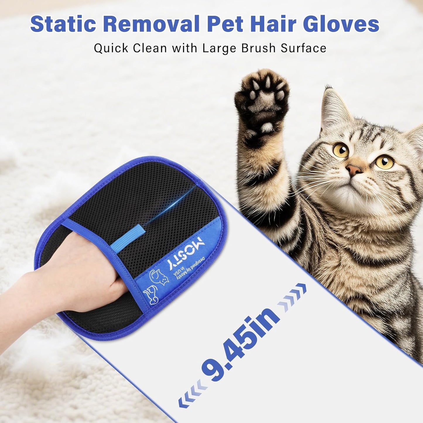 MOSTY Pet Hair Removal Glove | Reusable Cat & Dog Furaway Magic Glove for Sofa, Furniture, Couch, Carpet, Laundry, Car Seat | Double Sided Pet Deshedding Glove | Quick Cleaning Fur Remover Tool 1PCS