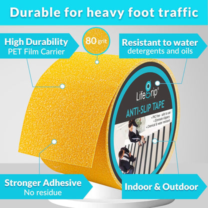 LifeGrip Anti Slip Transparent Anti Slip Tape, 4 inch by 30 feet, Non-Slip Traction Grip Tape to Tubs, Boats, Stairs, Clear, Soft, Comfortable for Bare feet (4" X 30')