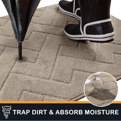 PURRUGS Dirt Trapping Door Mat 20" x 31.5", Non-Slip Machine Washable Entry Rug, Dog Doormat, Indoor Front Door Mat, Super Absorbent Entryway Rug for Muddy Shoes & Paws, Taupe