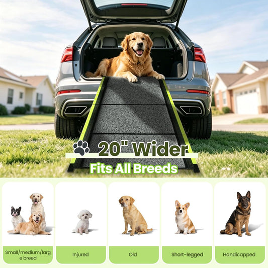 Dog Ramp for Car 70" L*20" W Portable Dog Ramps for Large Dogs with Non-Slip Rug Surface Portable Dog Car Ramp for SUV & Truck,Pet Ramp for Dogs to Get in Car Outdoor&Indoor