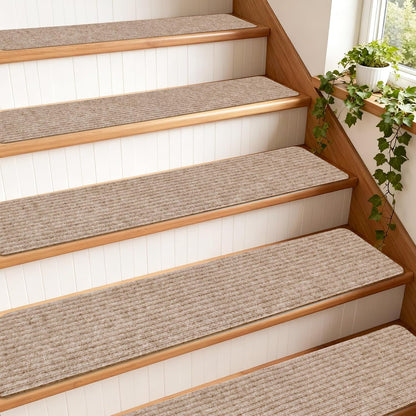 Extra Wide Non Slip Stair Treads for Wooden Steps – 15 Pack 9" x36'' Extra Wide Carpet Runners with Reusable Adhesive, Step Pads for Dogs, Kids, Seniors, Machine Washable – Geige