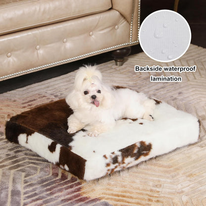 Bedfolks Waterproof Dog Crate Bed, Plush With Removable Washable Cover, Faux Fur Crate Pad for Medium Dogs, Fluffy Kennel 29"x21", Dark Grey