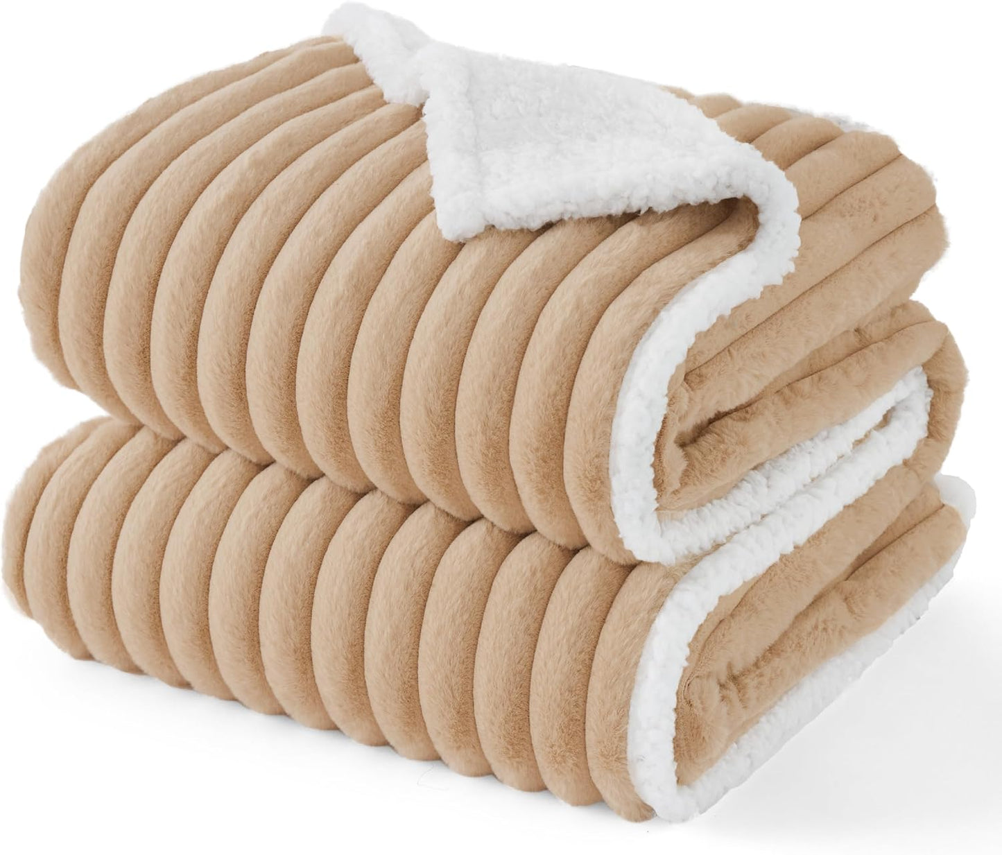 Bedsure ComfyFleece™ Waterproof Dog Blankets for Large Dogs - Soft Pet Cat Blanket Corduroy Fleece for Couch Bed Protector Washable, Cozy Calming Reversible Furniture Protection,50"x60", Cream