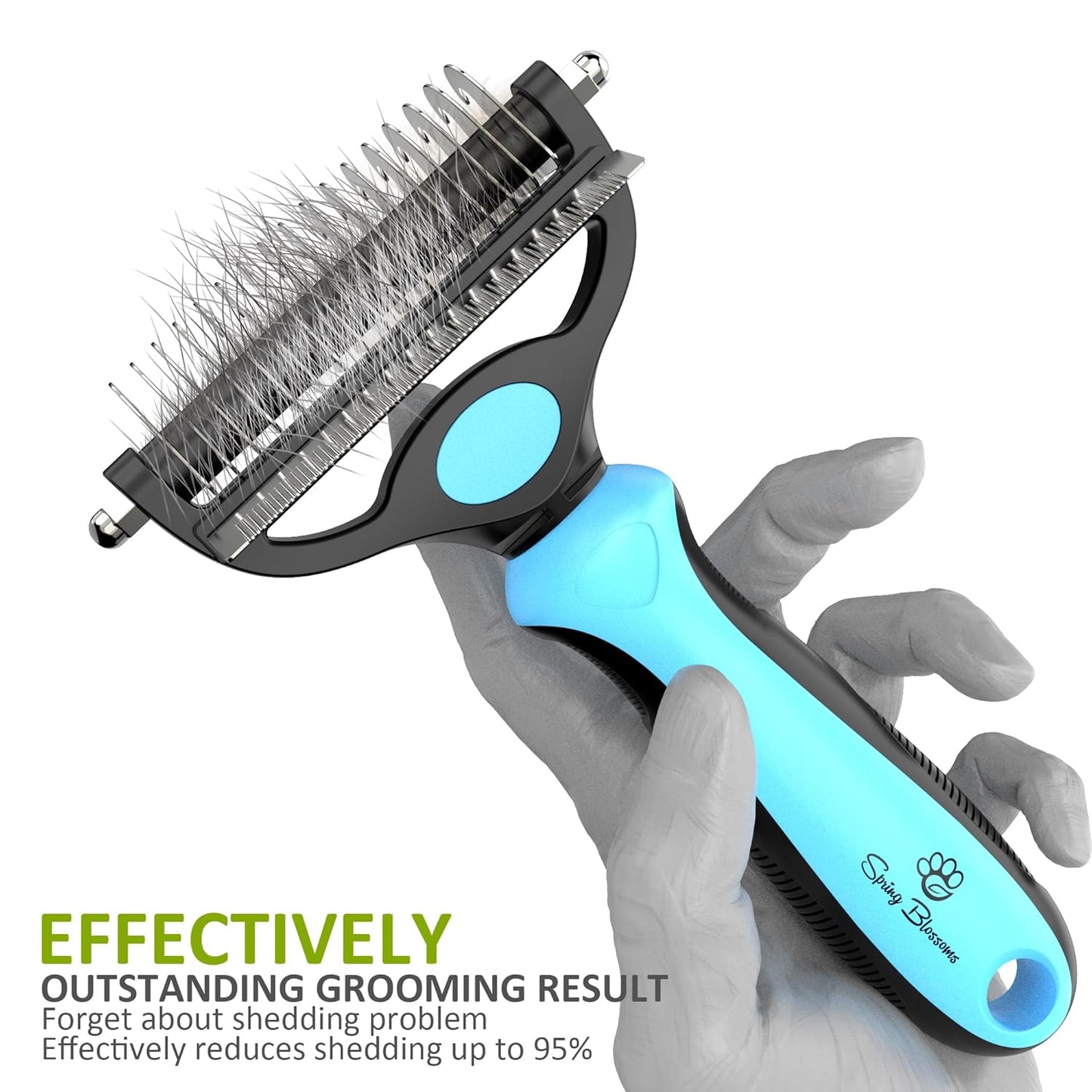 Spring Blossoms-2 in 1 Professional Grooming Rake for Cats & Dogs-Dematting Comb for Easy Mats & Tangles Removing,Pet Brush Safe No More Nasty Shedding and Flying Hair (Orange)