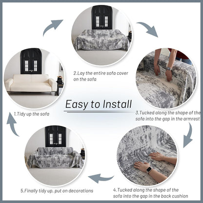 MYSKY HOME Couch Cover for Dogs, Washable Couch Covers, Non Slip Sofa Cover, Couch Cover 2 Cushion Sofa Dogs Furniture Protector with Tassels, Chenille Sofa Slipcover for Pets, 71"x118", Dark Grey