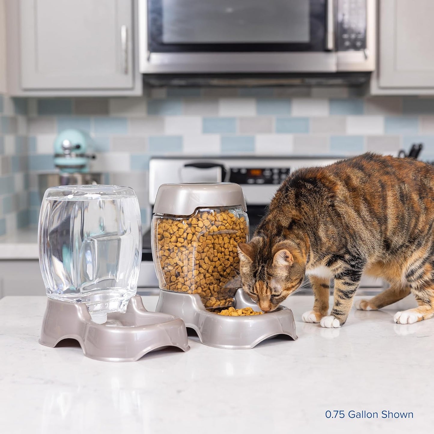Petmate Pet Cafe Cat and Dog Water Dispenser - Water Bowl for Cats and Dogs, USA Made, 1.5 GAL, Pearl Ash Blue