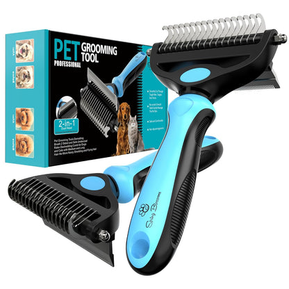 Spring Blossoms-2 in 1 Professional Grooming Rake for Cats & Dogs-Dematting Comb for Easy Mats & Tangles Removing,Pet Brush Safe No More Nasty Shedding and Flying Hair (Orange)