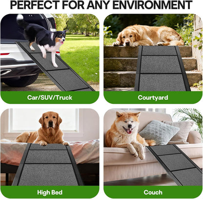 71''x 20'' Dog Ramp for Car, Pet Ramp for Large Dogs Up to 300LBS, Foldable Dog Car Ramp Stairs Steps with Waterproof & Non-Slip Rug Surface for Truck, SUV, Indoor & Outdoor(Wire Loop Fabric)
