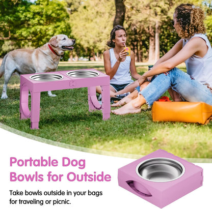 XIAZ Elevated Dog Bowls Large Breed Raised Dogs Bowl Stand Large/Medium Sized Dog Slow Feeder Dogs Bowls Food Water Stands 5 Heights Adjustable 9/11/12/14in Pet Feeder Dish Station