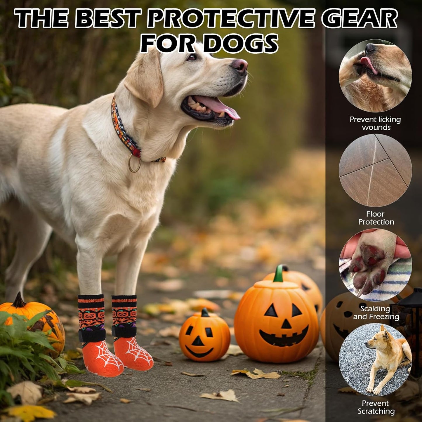 EXPAWLORER 6Pcs Anti-Slip Dog Socks to Prevent Licking Paws,Dog Shoes for Hot Pavement,Dog Booties Traction Control on Hardwood Floor,Boots & Paw Protectors, for Puppy Small Medium Large Senior Dogs