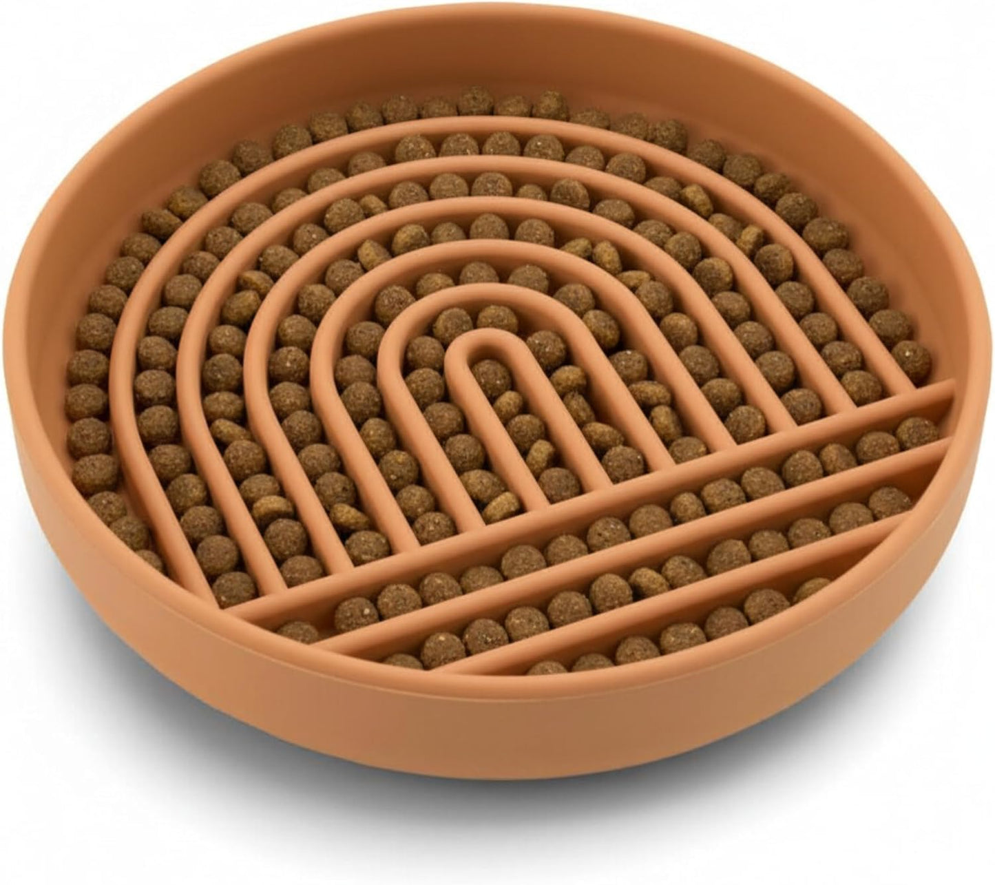 Should We Go? Slow Feeder for Dogs & Puppies, The Slowdown Bowl Silicone Slow Eating, Modern Lick Mat Design, Reduces Gulping, Fits 2 Cups, 7.5” Across x 1.5” Tall, Mealtime Challenge, Medium-Blush