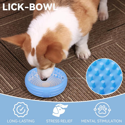 Dog Lick Bowl, Animire Freeze Lick Mat for Dogs, Non-Slip Slow Feeder Licking Bowl Enrichment Treat for Distraction Anxiety Relief, Food Grade Silicone, Dishwasher Safe(Pastel Purple,S)